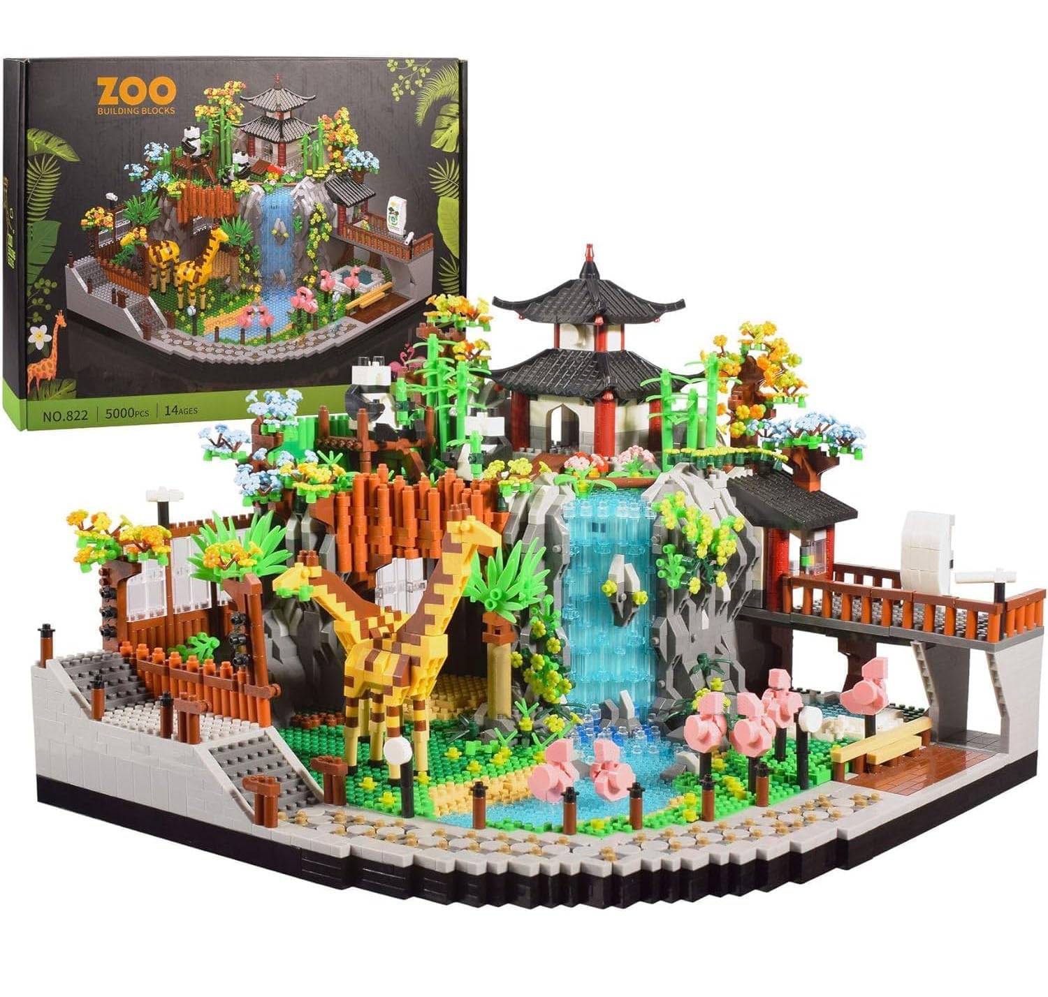 Zoo Building Model Set  5000 Pcs Desert Zoo Micro Building Toys  Creative Zoological Park Model Set  Micro Particle Modular Building House  Gift for mature-themed and Kids (823)
