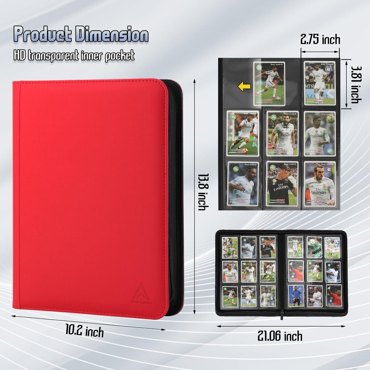 9 Pocket Trading Card Binder 540 Capacity with Zip Closure - enhanced Double Sided PU Leather Card Protector  Hold & Organize Cards for TCG  MTG  Sports Cards (red)