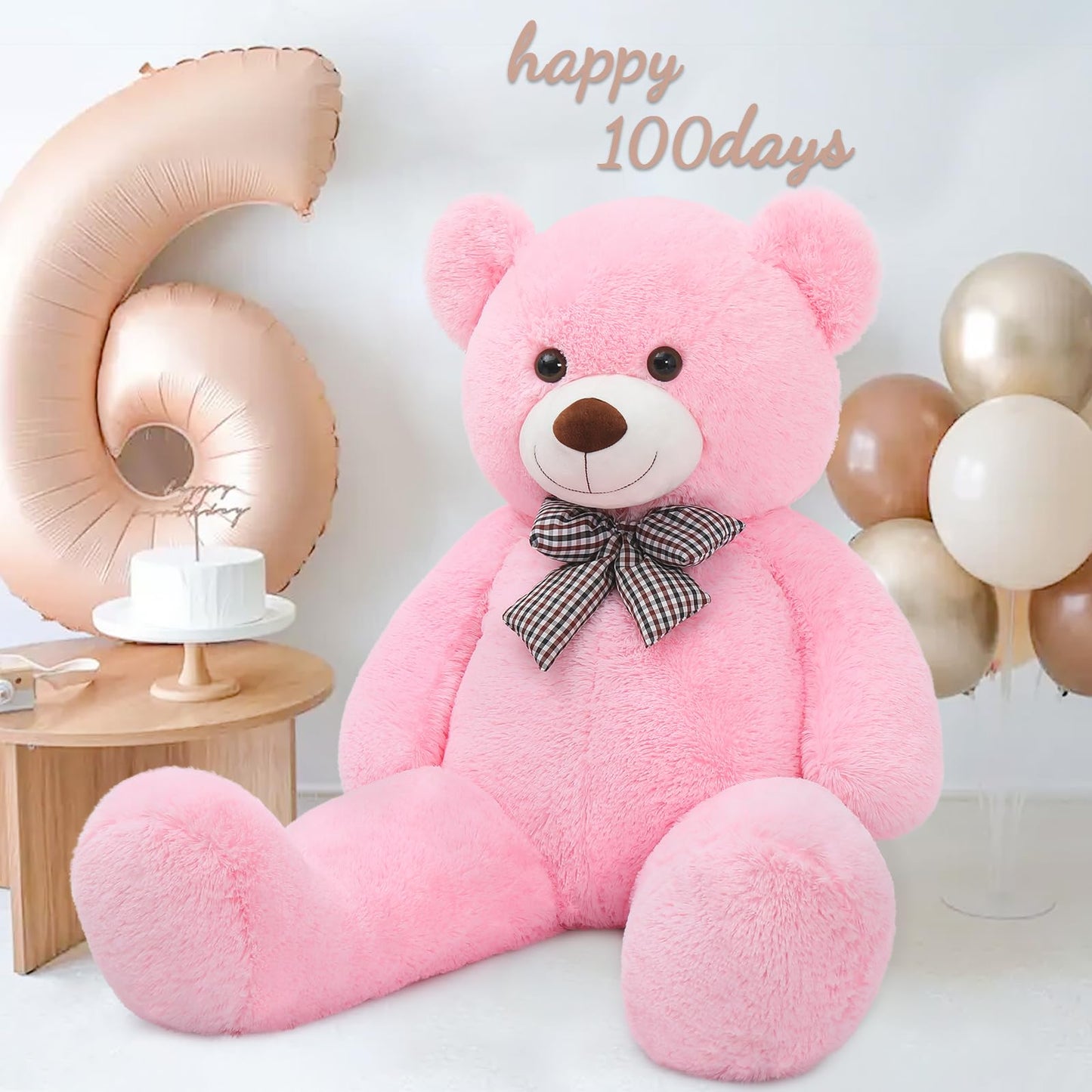 MaoGoLan Giant Pink Teddy Bear - 55" Life Size Stuffed Animal, Soft Polypropylene, Ideal Gift for Girlfriend