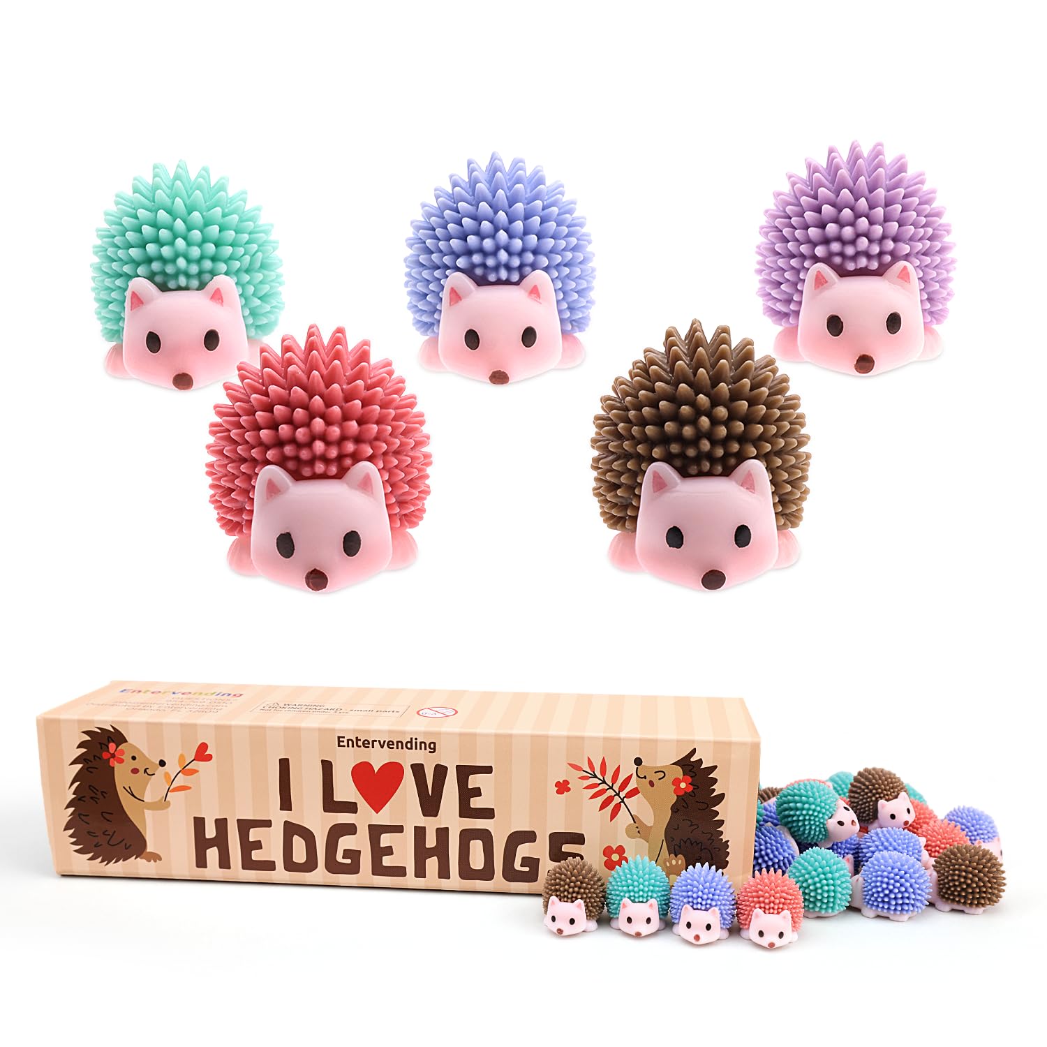 Entervending Hedgehog Toy Figurines - Wild Life Animal Figures in Gift Box - 30 Pcs - Figurines Party Favors for Kids - Cake Top