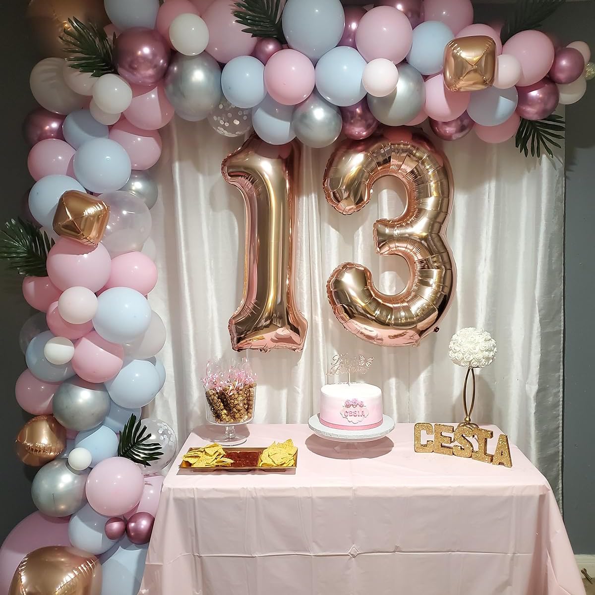 Paticool 40 Inch Rose Gold Number Balloon 3, Large Number Foil Balloons Mylar For Girl Boy Birthday Party Celebration Decoration