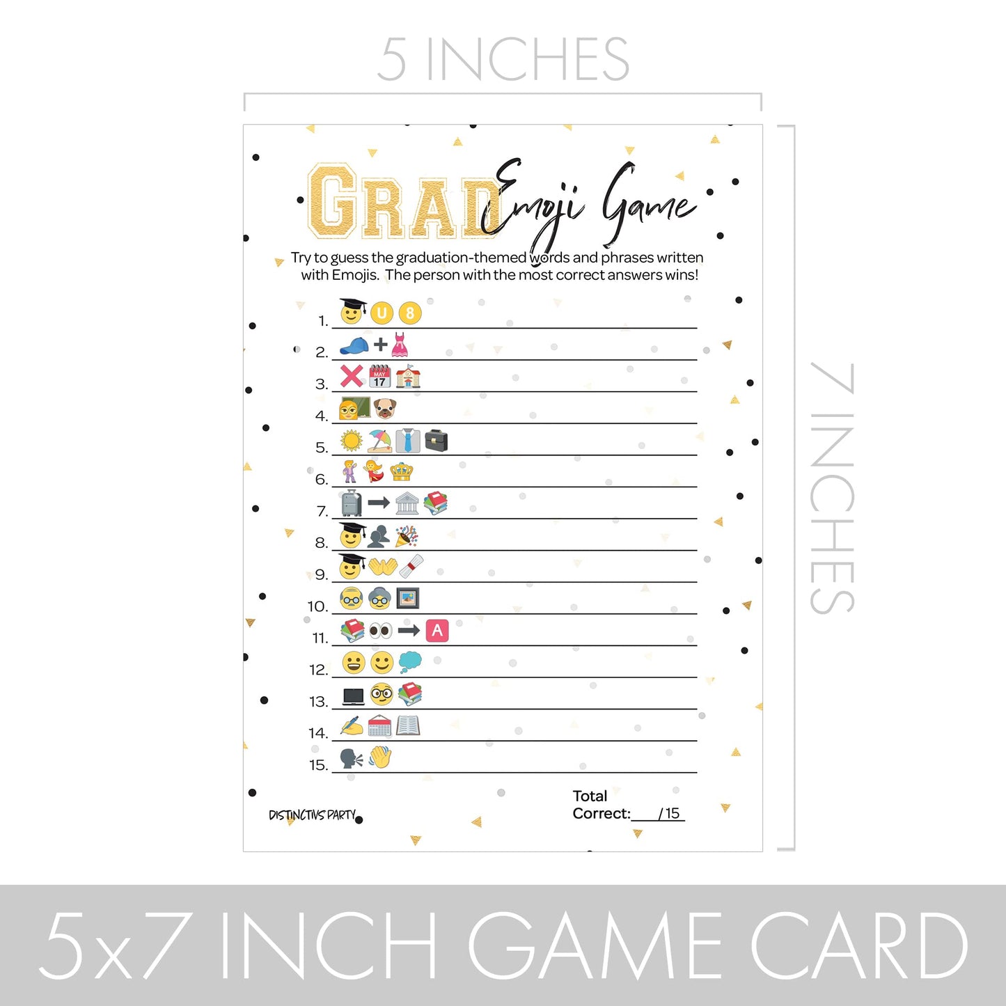 Distinctivs Graduation Party Emoji Game - 25 Players