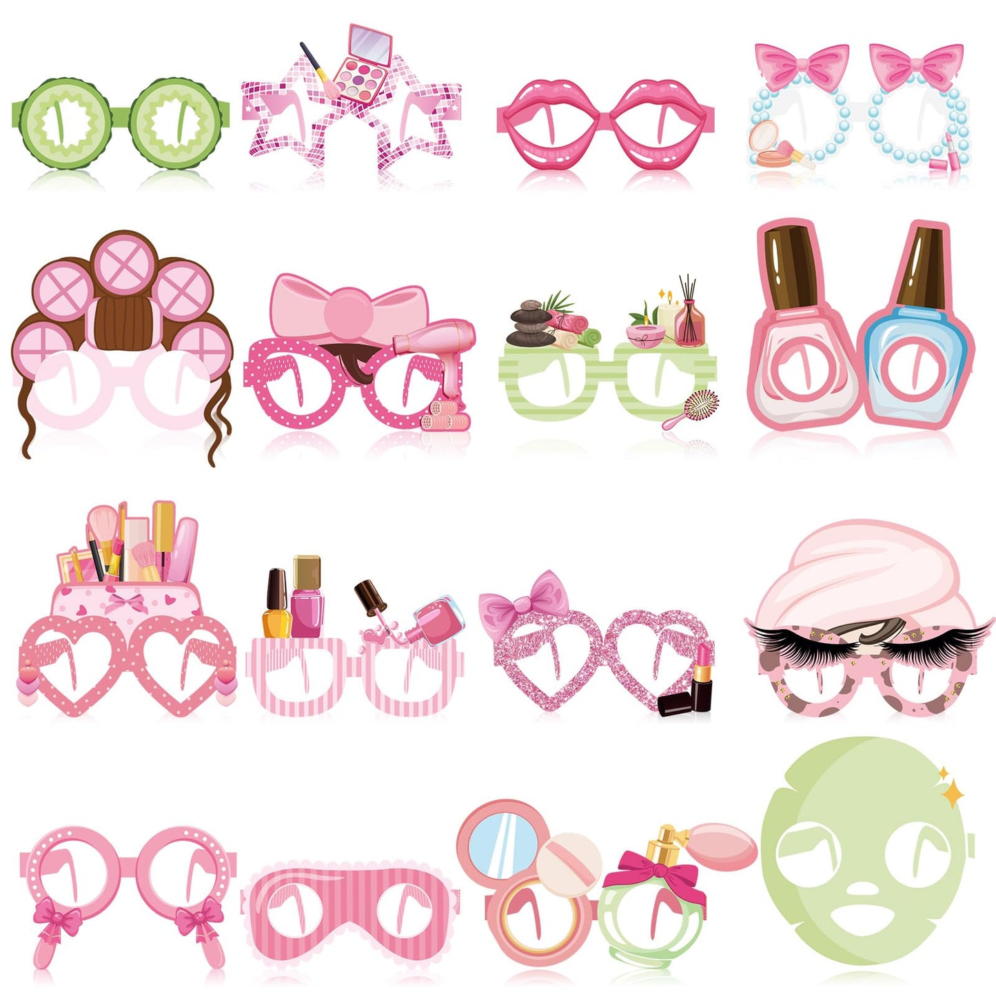 Harrycle 32 Pcs Spa Party Favors Paper Glasses Makeup Paper Eyeglasses Frames Spa Photo Booth Props Selfie Props for Makeup Birt