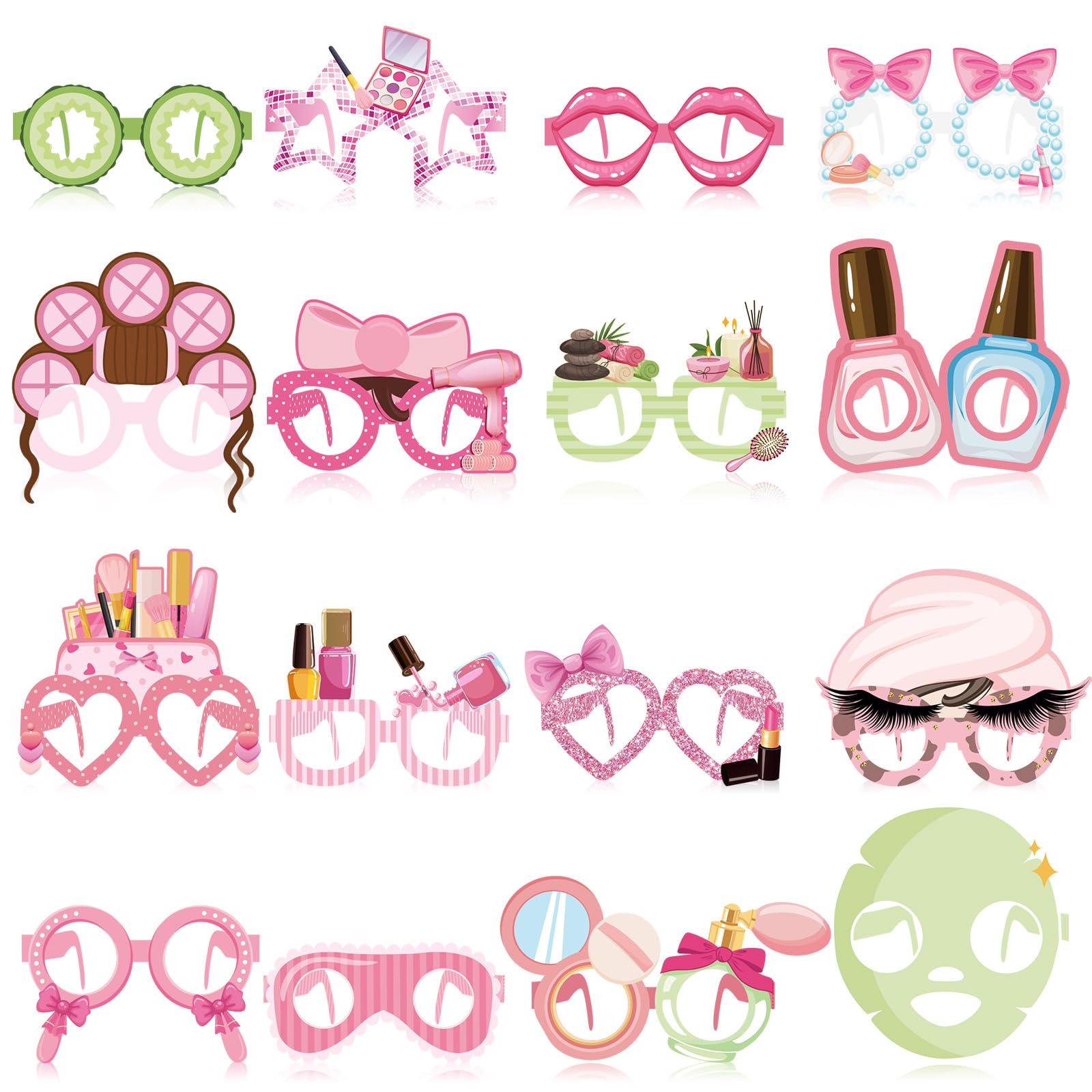 Harrycle 32 Pcs Spa Party Favors Paper Glasses Makeup Paper Eyeglasses Frames Spa Photo Booth Props Selfie Props for Makeup Birt