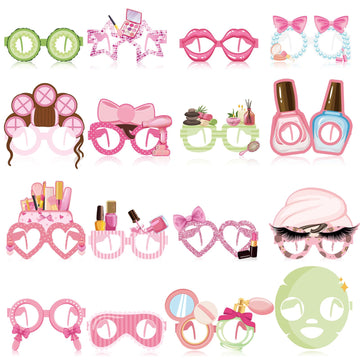 Harrycle 32 Pcs Spa Party Favors Paper Glasses Makeup Paper Eyeglasses Frames Spa Photo Booth Props Selfie Props for Makeup Birt