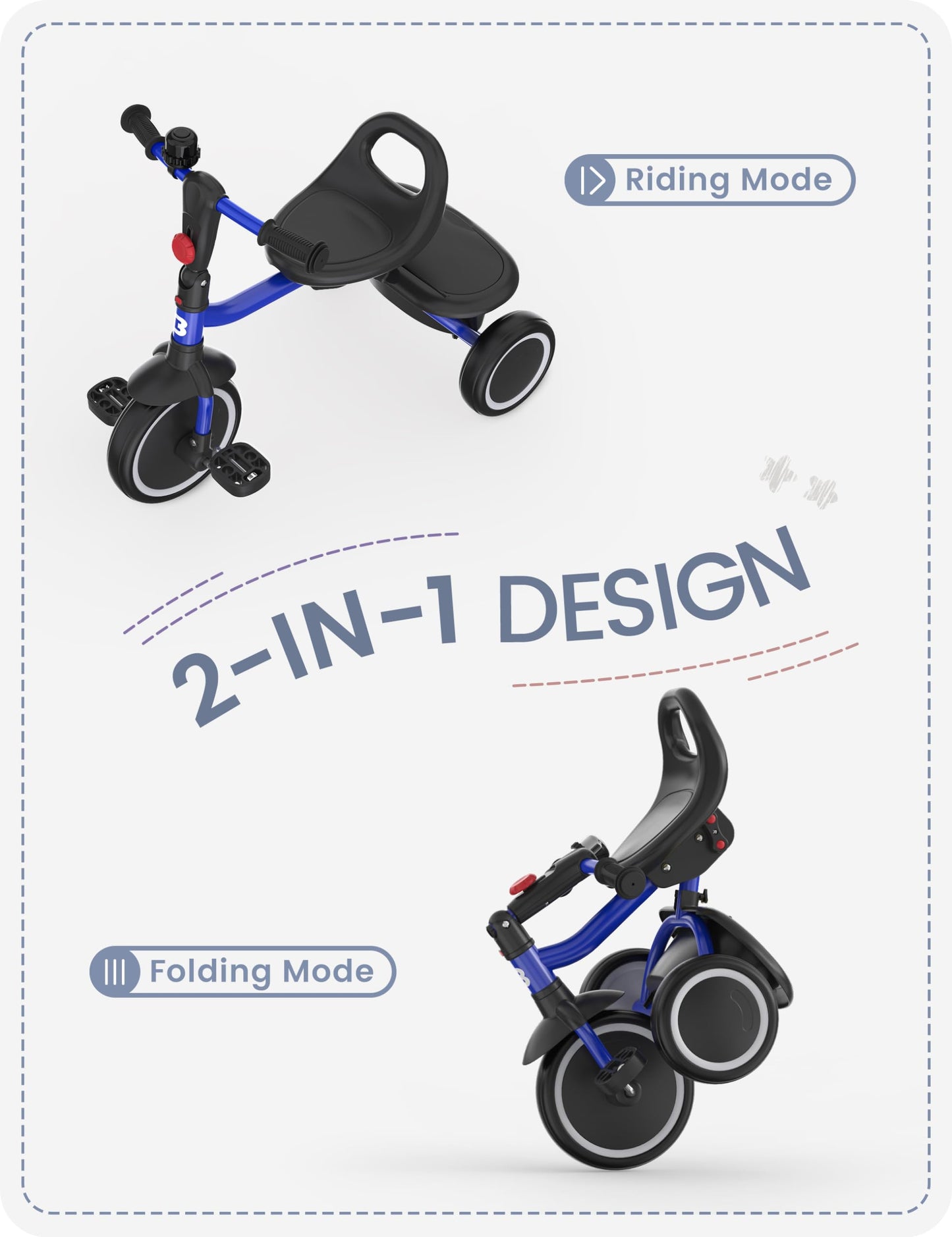 besrey Toddler Tricycle with Bell, Kids Tricycle Age 18 Months to 5 Years, Kids Trikes, Toddler Bikes for 1-3 Year Olds, Toddler