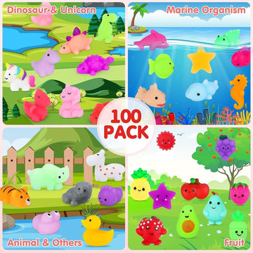 100Pcs Mochi Squishy Toys, Kawaii Squishies Fidget Toys Pack - Stress Relief Toys Party Bags Fillers For Box Toys For Classroom