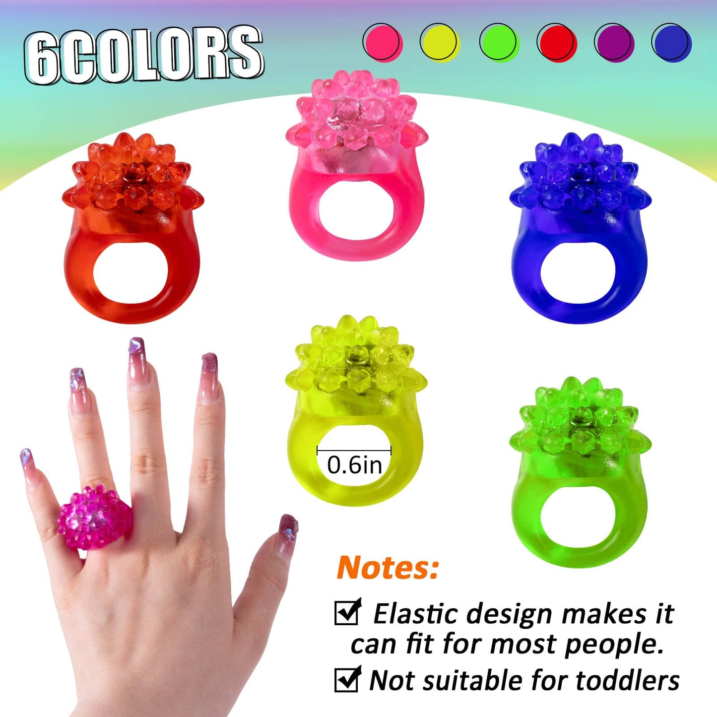 108 Pcs LED Light Up Ring - Colorful Flashing Bumpy Rings Finger Toys Novelty Glow in the Dark Soft Jelly Blinking Rings Party F