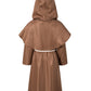 Kids Medieval Renaissance Monk Costume Priest Friar Wizard Cloak Hooded Robe Cosplay Costume Belt Necklace Set(BW 110)