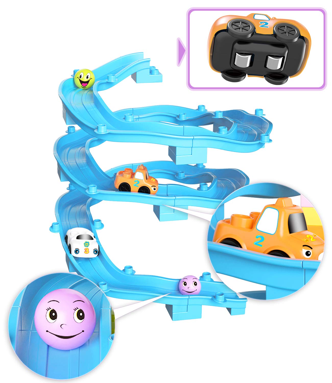 Marble Run Toy Building Sets, 86Pcs Castle Building Duplos For Age 3+, Marbles Track Building Toys, Large Building Bricks Race Track Stem Educational Toys For Toddler Boy Girl Birthday Toys Gifts