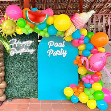 Summer Party Decoration 144Pcs Tropical Flamingo Balloons Garland Arch Kit,Watermelon,Ice Cream Flamingo Balloons For Beach Pool