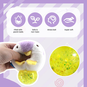Stress Buster Stress Reliever for Kids/mature-themed Plushie Pinch Decompression Vent Fluffy Ball Soft Beads -Squeeze Squishy Ball with Plushie Cover(Penguin)