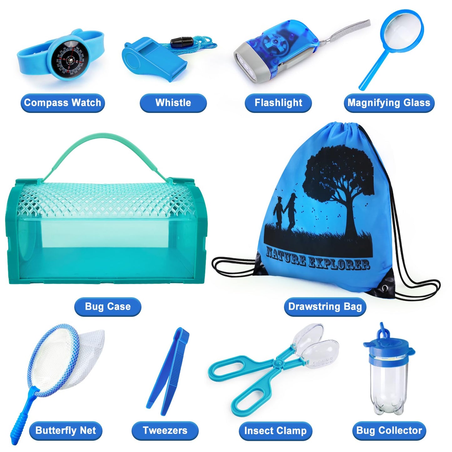 Yopinsand Bug Catcher Kit & Outdoor Explorer Kit For Kids, 11 Pcs Bug Catching Kit With Toy Cage, Backpack, Flashlight, Manifyin