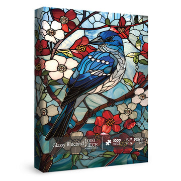 Stained Glass Bird Puzzle For Adult 1000 Piece, Flower Animal Art Jigsaw Puzzle, Nature Leaf Mosaic Puzzle