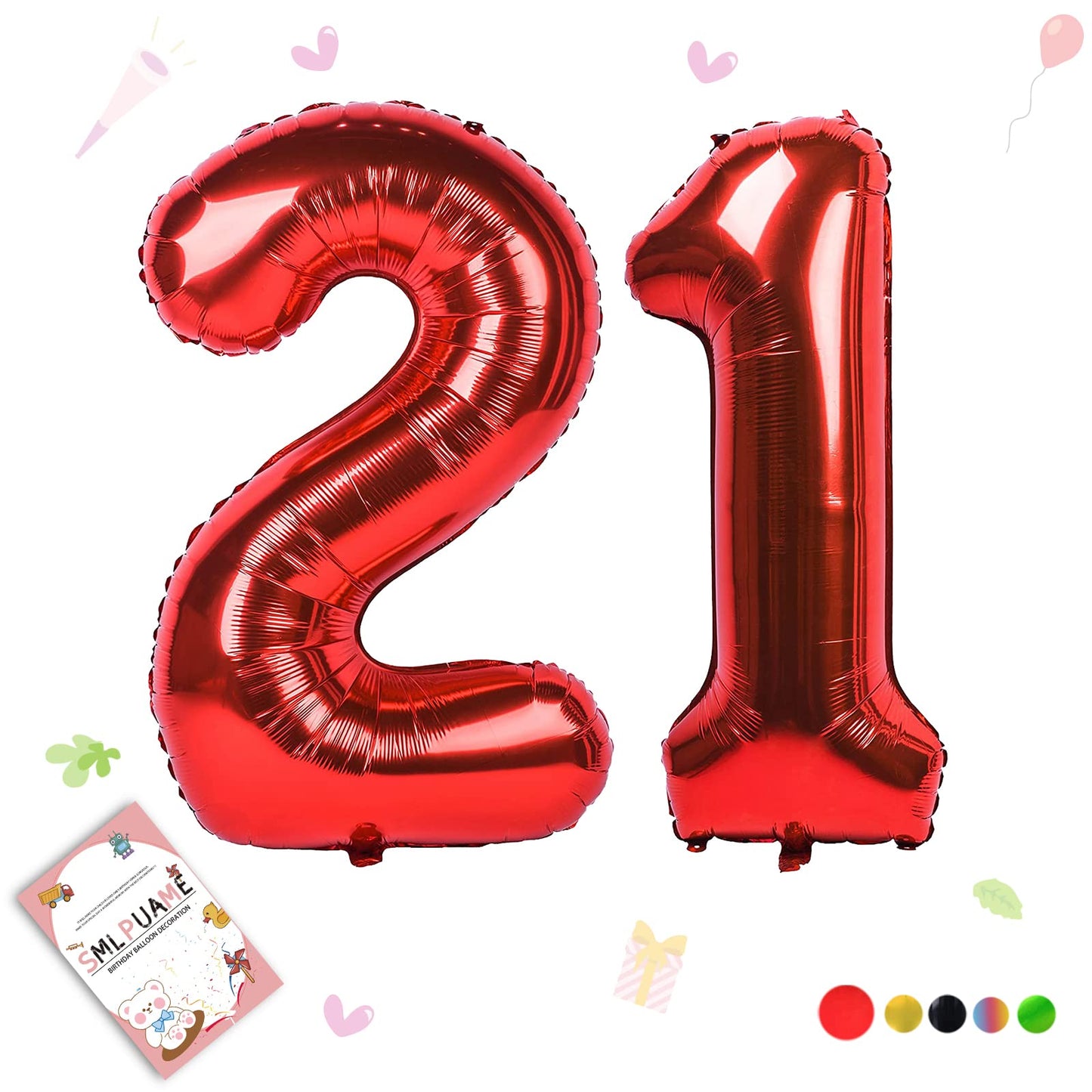 Smlpuame 40 Inch Number Balloon 0-9 Red Large Number 21 Balloons,Digital Balloons For Birthday Party Celebration Decorations Sup