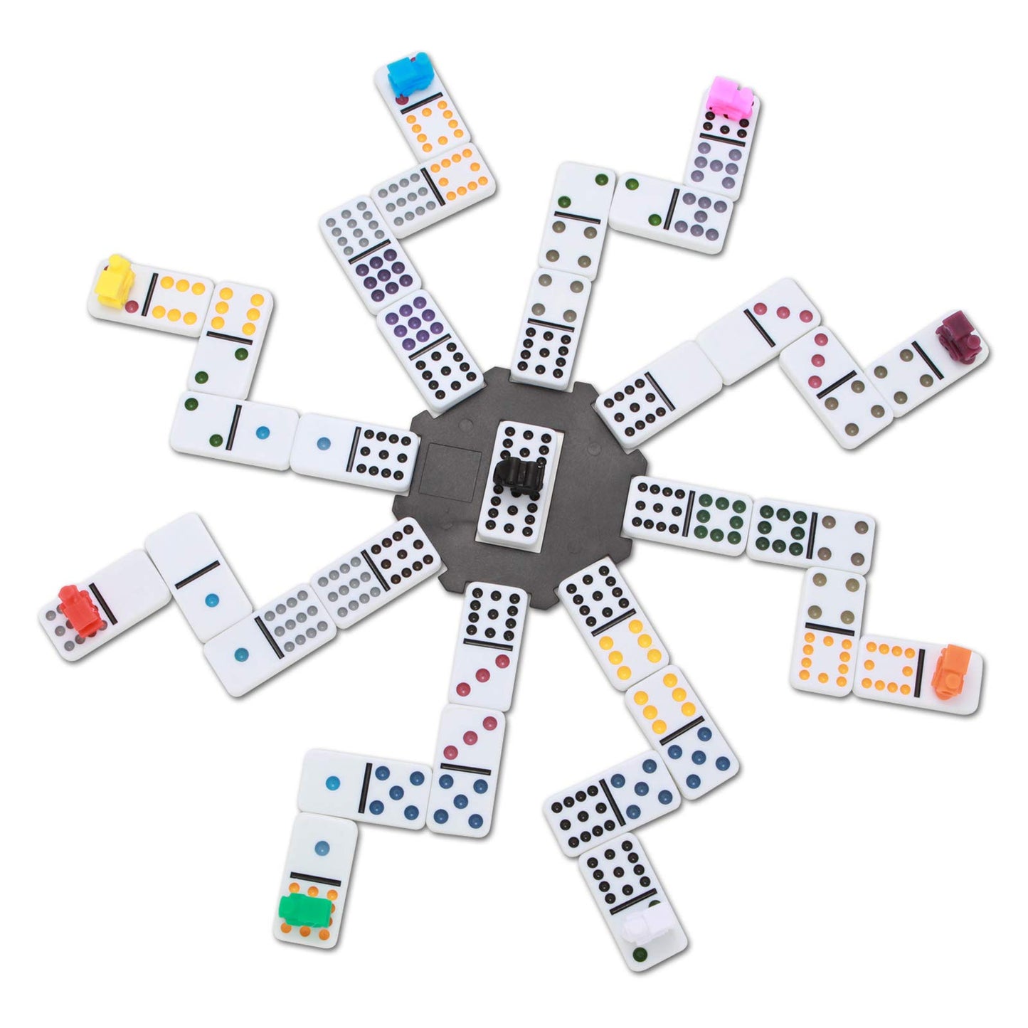 Nolie Mexican Train Dominoes Game, Double 12 Dominoes Set, Dot Dominoes With Aluminum Case