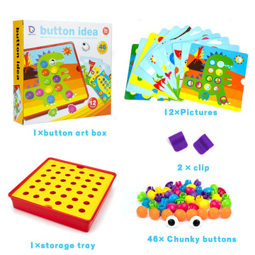 Aluabi Button Art Toys For Toddlers, Crafts For Toddler Toys Age 3-5, Early Learning Educational Toys, Color Matching Puzzle, Fi