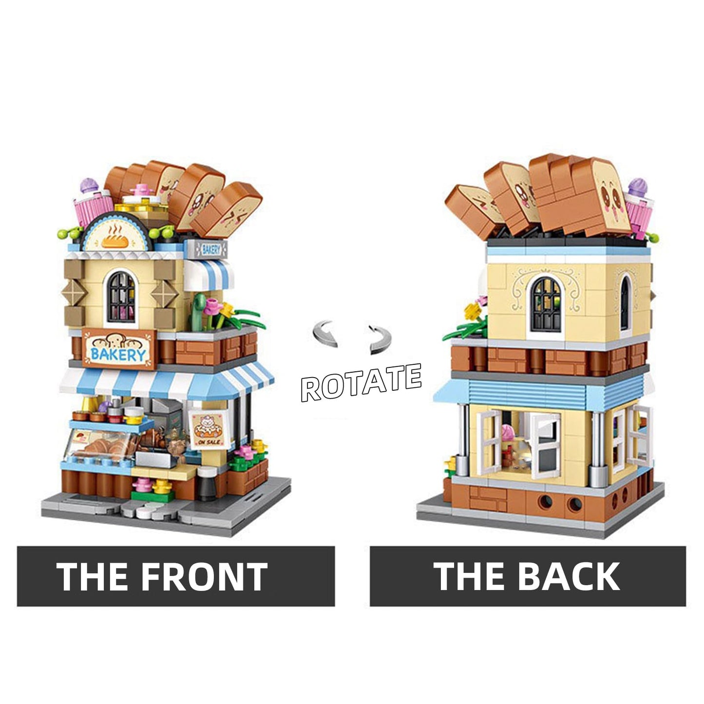 MEIEST Mini City Shop Street View Building Blocks Model Set Creative DIY Simulation Architecture Collection Particle Construction Building Bricks Toy for Kids mature-themed Home Decor (Bakery)