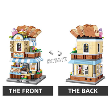 MEIEST Mini City Shop Street View Building Blocks Model Set Creative DIY Simulation Architecture Collection Particle Construction Building Bricks Toy for Kids mature-themed Home Decor (Bakery)