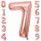 Paticool 40 Inch Rose Gold Number Balloon 7, Large Number Foil Balloons Mylar For Girl Boy Birthday Party Celebration Decoration