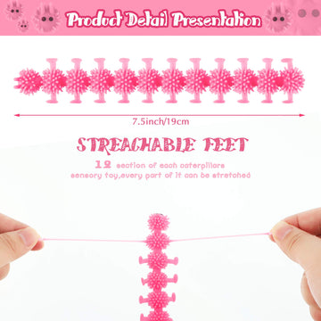 Charnoel 8-Piece Caterpillars Sensory Toy Set - Colorful Stretchy Fuzzy Worms for Anxiety Relief and Relaxation, Ideal Calming Gift