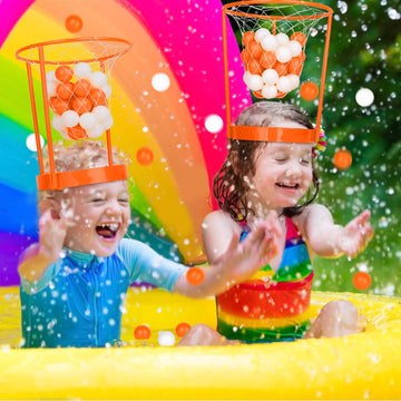 2 Pack Head Hoop Basketball Party Game For Kids And Adults Carnival Game Adjustable Basket Net Headband With 20 Balls For Carnival Party Birthday Party Family Indoor Outdoor Game (Orange)
