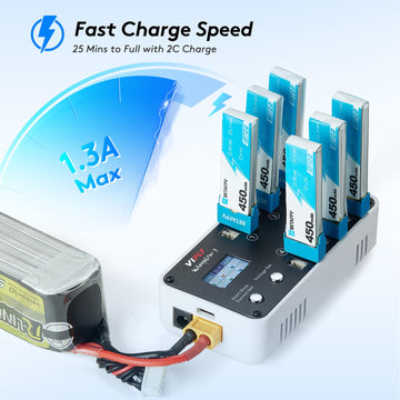 VIFLY WhoopStor 3 Black Color 1S LiPo Battery Storage Charger and Discharger with LCD Display Tiny Whoop Charger with PH2.0 and