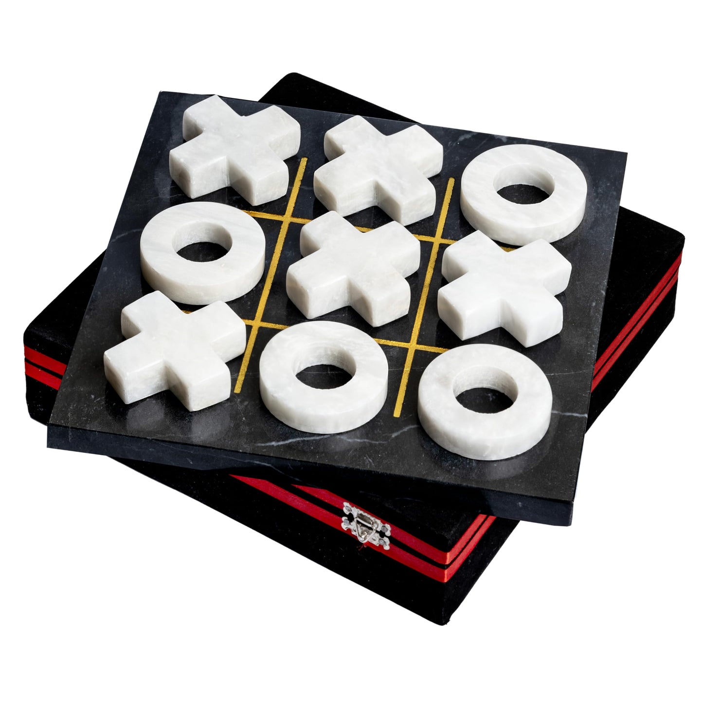 Umaid Luxury Marble Tic Tac Toe Game - A Sophisticated Touch For Dad This Fathers Day - Handcrafted 10    Onyx Board With Velvet