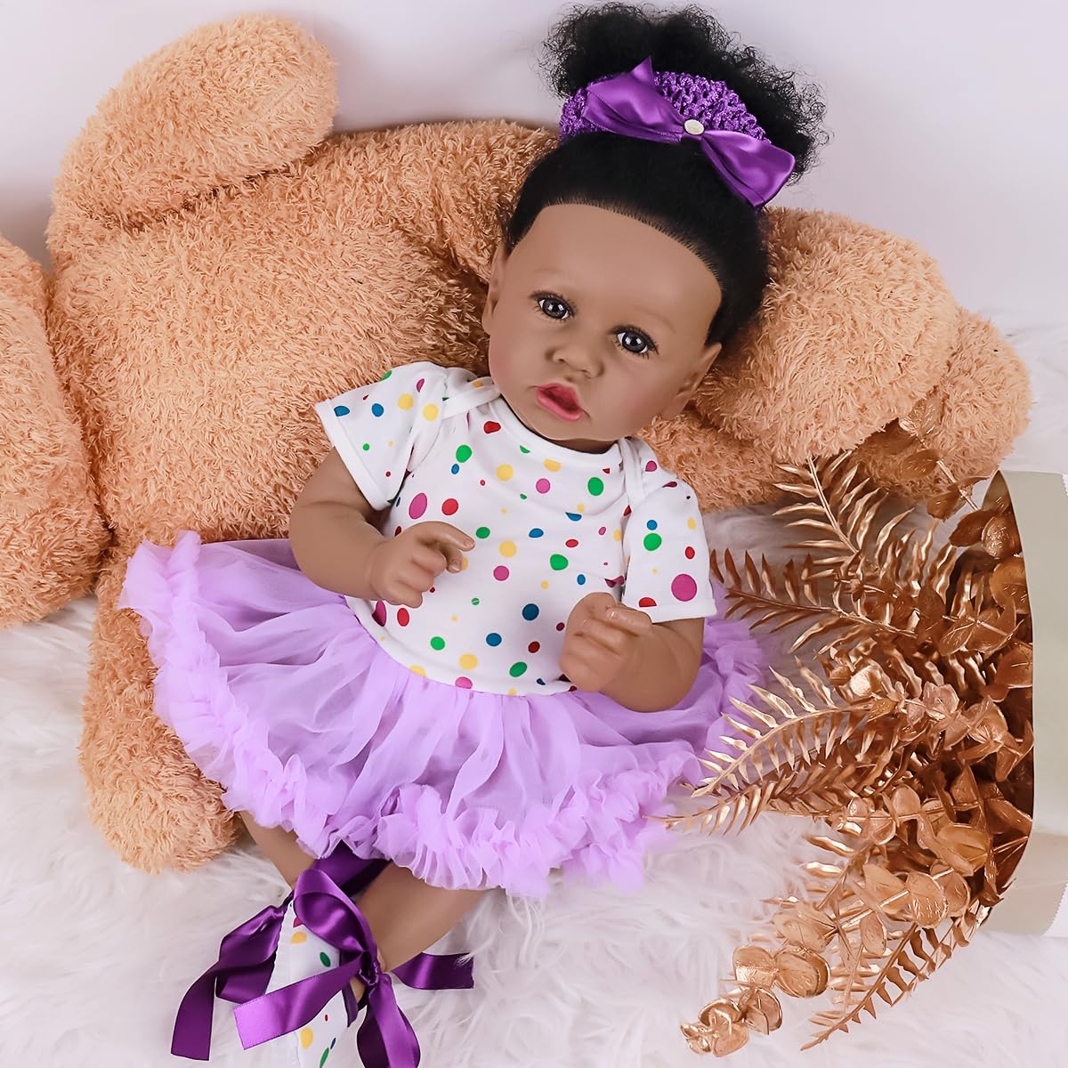 MAIHAO Reborn Baby Dolls Black Girl with Soft Body African American Real Life Babies Girl That Look Lifelike Newborn Baby Dolls