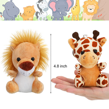 18 Pieces Small Safari Stuffed Animals 4.8 Inch Mini Jungle Animal Plush Toys Cute Zoo Stuffed Small Plush Set For Themed Parties Teacher Student Award(Delicate Style)