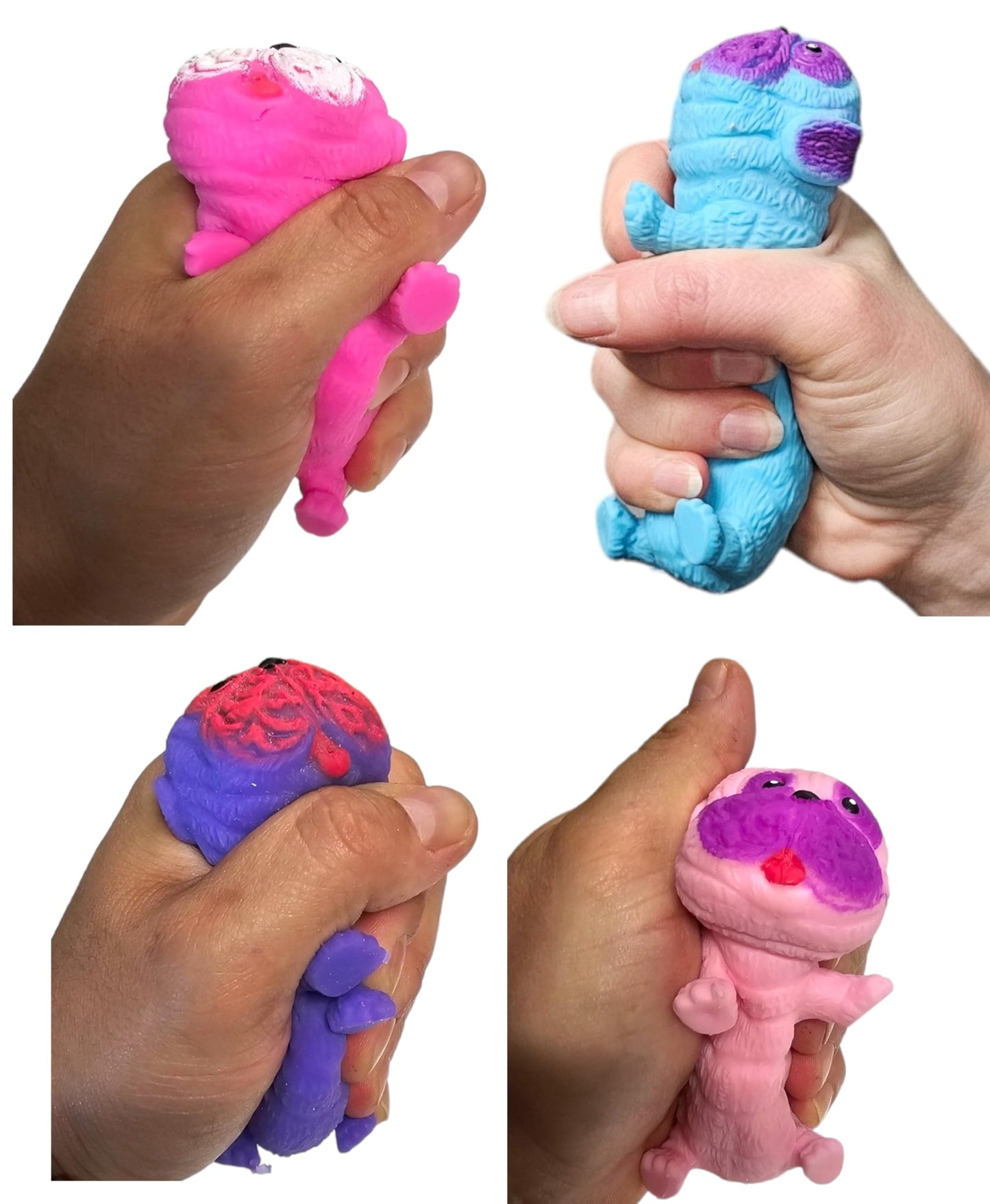 Squishy Stretchy Pug (2.5'' to 6.5'') Rubber Fidget Sensory Toy Filled with Sand. Great Stress Relief Dog Toy for Kids, Adults a