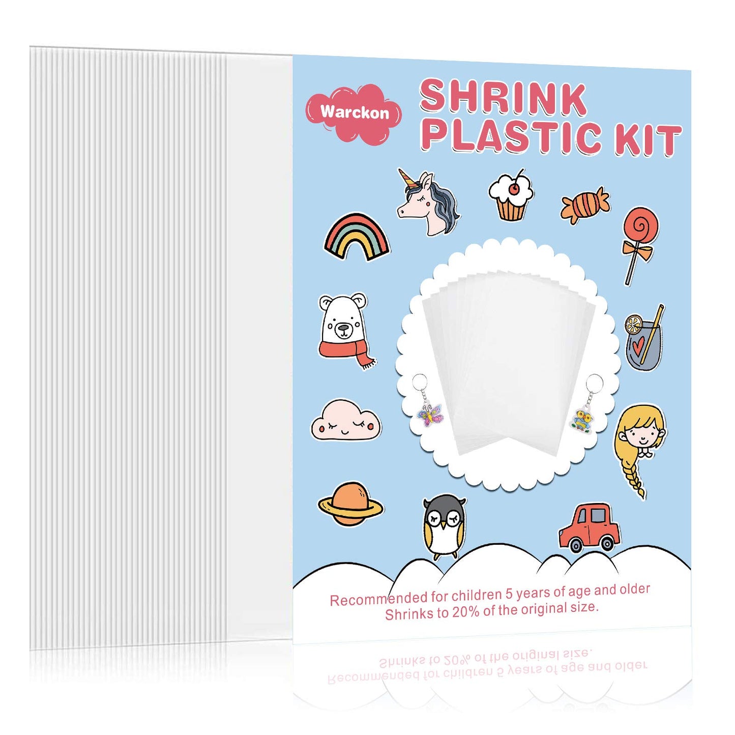 Warckon 72 Pieces Shrink Plastic Sheets, Shrink Art Paper Shrink Film Sheets Frosted Ruff n Ready for Kids Creative Craft, Crea