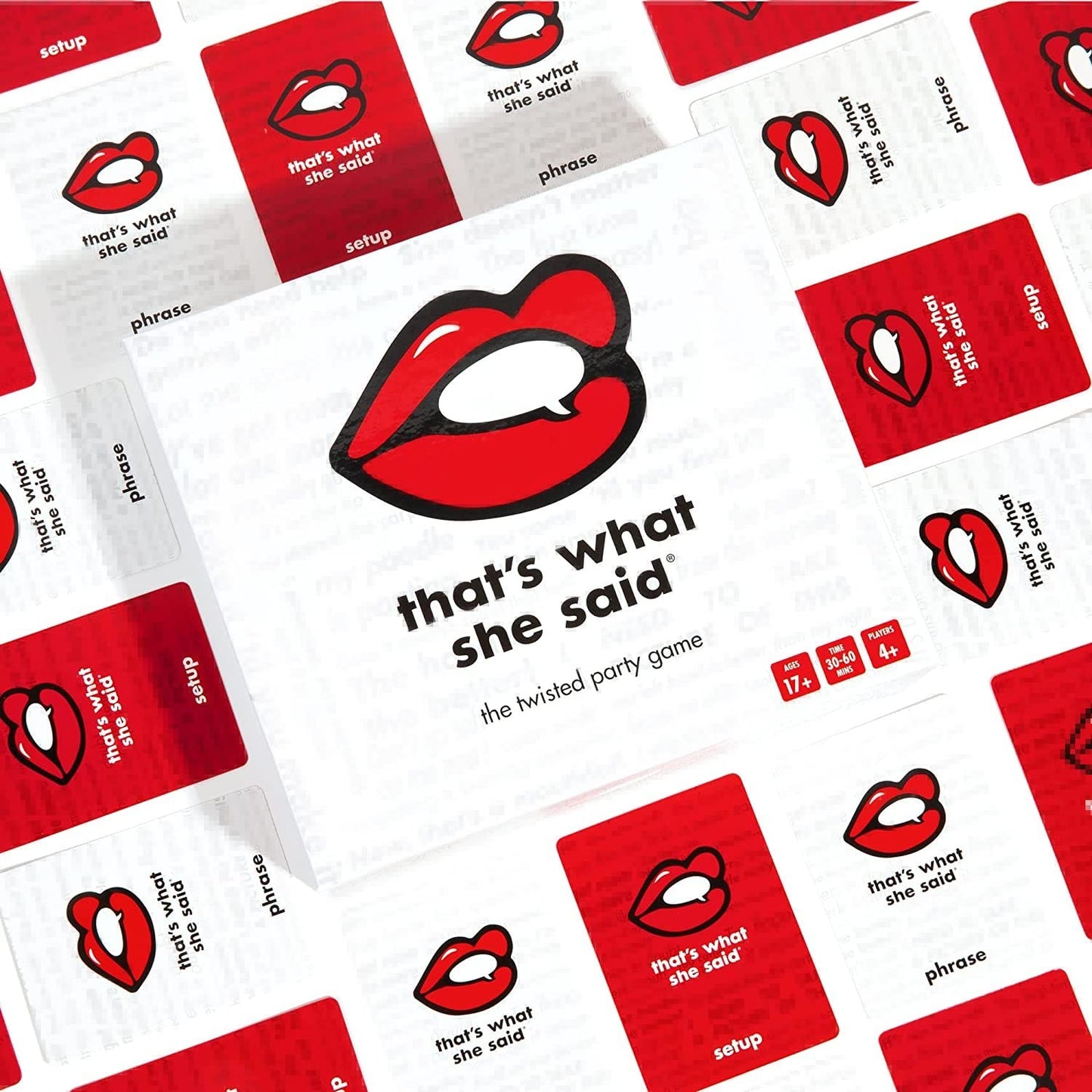 That's What She Said Game - Hilariously Twisted Party Game for Ages 17+ - White/Red - Model 91537 - Fun Paper Game