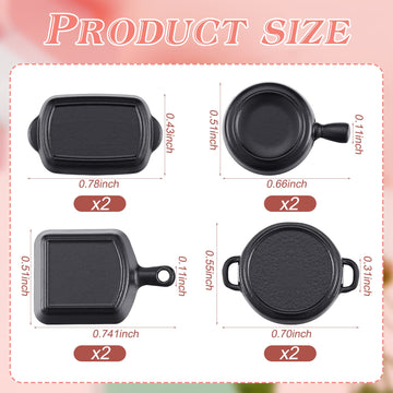 Skylety 8 Pcs Dollhouse Kitchen Accessories Dollhouse Metal Miniature Pots And Pans Mini Kitchen Stovetop Cookware Dollhouse Christmas Role Play Party Decoration Supplies