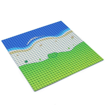 Feleph Classic Blue Baseplate For City Beach Road, Ocean Island Street Water Base Plate 10 X 10 Inches, Pirates Sea Toy Kit For Building Bricks Compatible With All Major Brands (Straight 4Pcs)