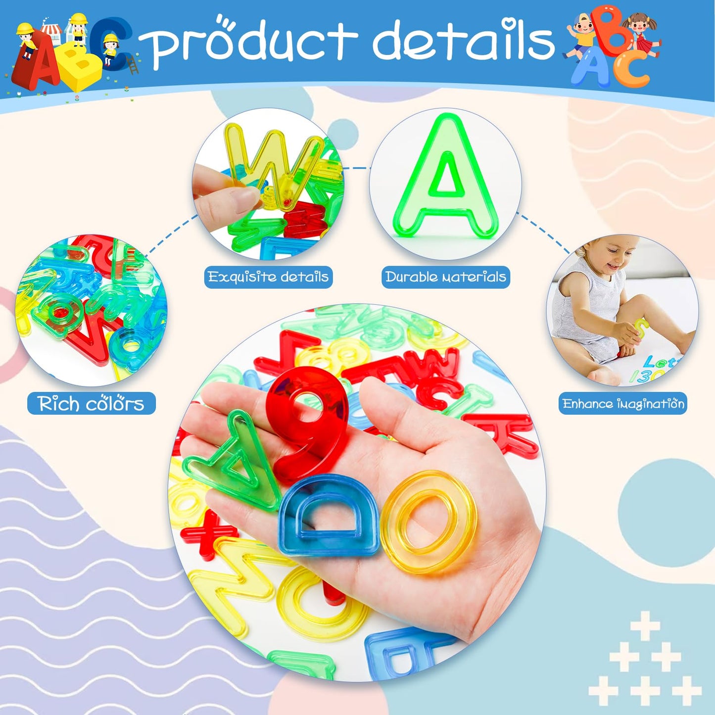 Bbiamsleep 134 Pcs Multi-Color Plastic Letters And Numbers Transparent Letters And Numbers Plastic Alphabet Letters Light Table