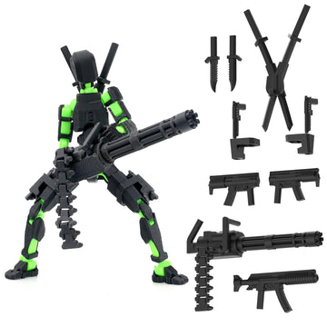 ?Assembled? T13 Action Figure Set  Giant decorative replica blade Titan 13 Robot Action Figure 3D Printed robo 13 Action Fidget Toys Dummy Figure Articulated  T13 for Collectors Desktop Decorations (Black-Green)