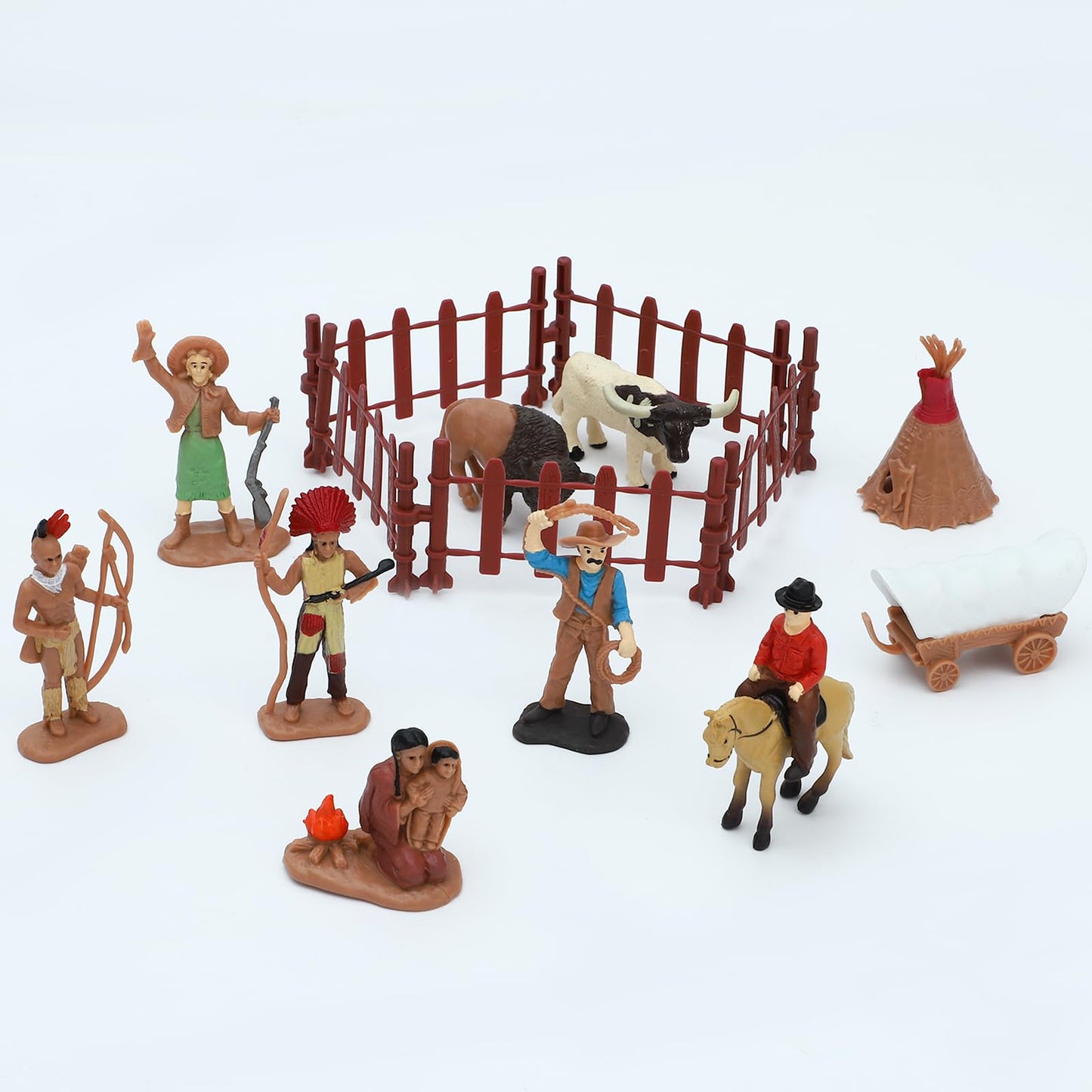 Onest 57 Pieces Native American Figurines Indian Figurines Indians Historical Plastic Action Figures For Projects Decoration Bir