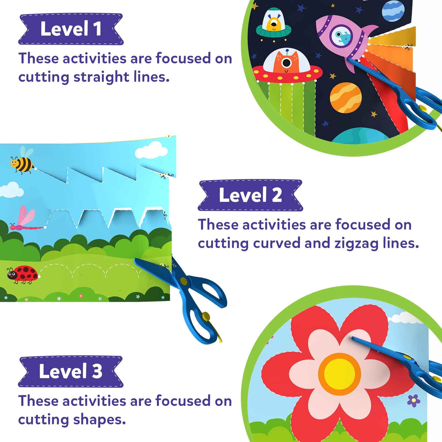 Skillmatics Scissor Skills Activity Book - Snip, Snip, Art & Craft Kit For Kids, 2 Child-Safe Scissors, 25 Fun Activities, Tiktok Viral Sensation, Gifts For Girls & Boys Ages 3, 4, 5, 6, 7