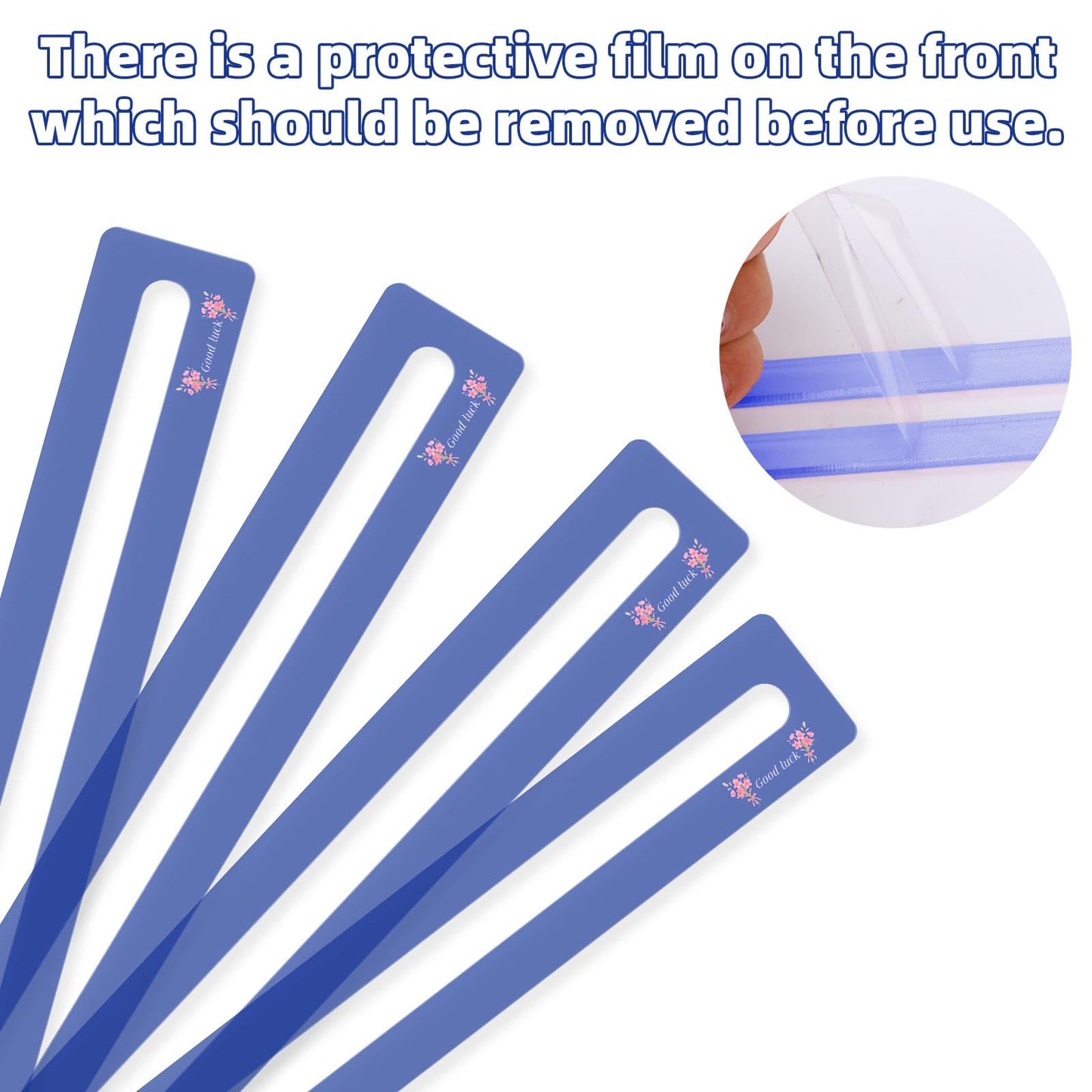 BOXOB 4pcs Mahjong Line Finder  Good Luck Mahjong Card Line Guide Rules Reader Helper Mah Jongg Accessories Gifts for Players (Blue)