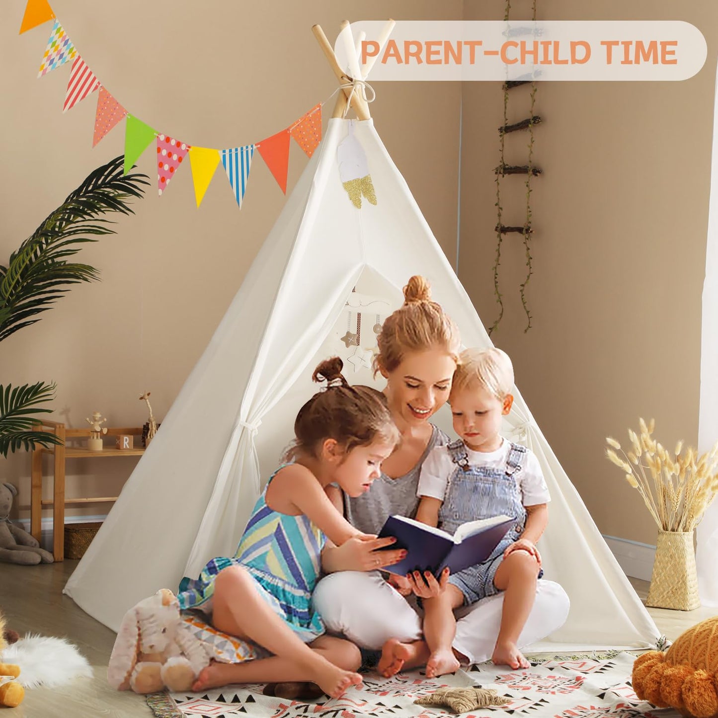 Wilwolfer Kids Teepee Tent For Girls Or Boys With Carry Case, Foldable Play Tent For Kids Or Toddler Suit For Indoor And Outdoor Play, Protable Kids Playhouse Children Tent(Mat Not Included)
