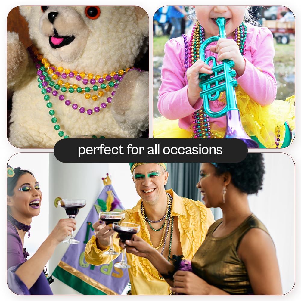 Funny Party Hats Mardi Gras Beads Necklaces - Party Costumes Accessories 144 Pc