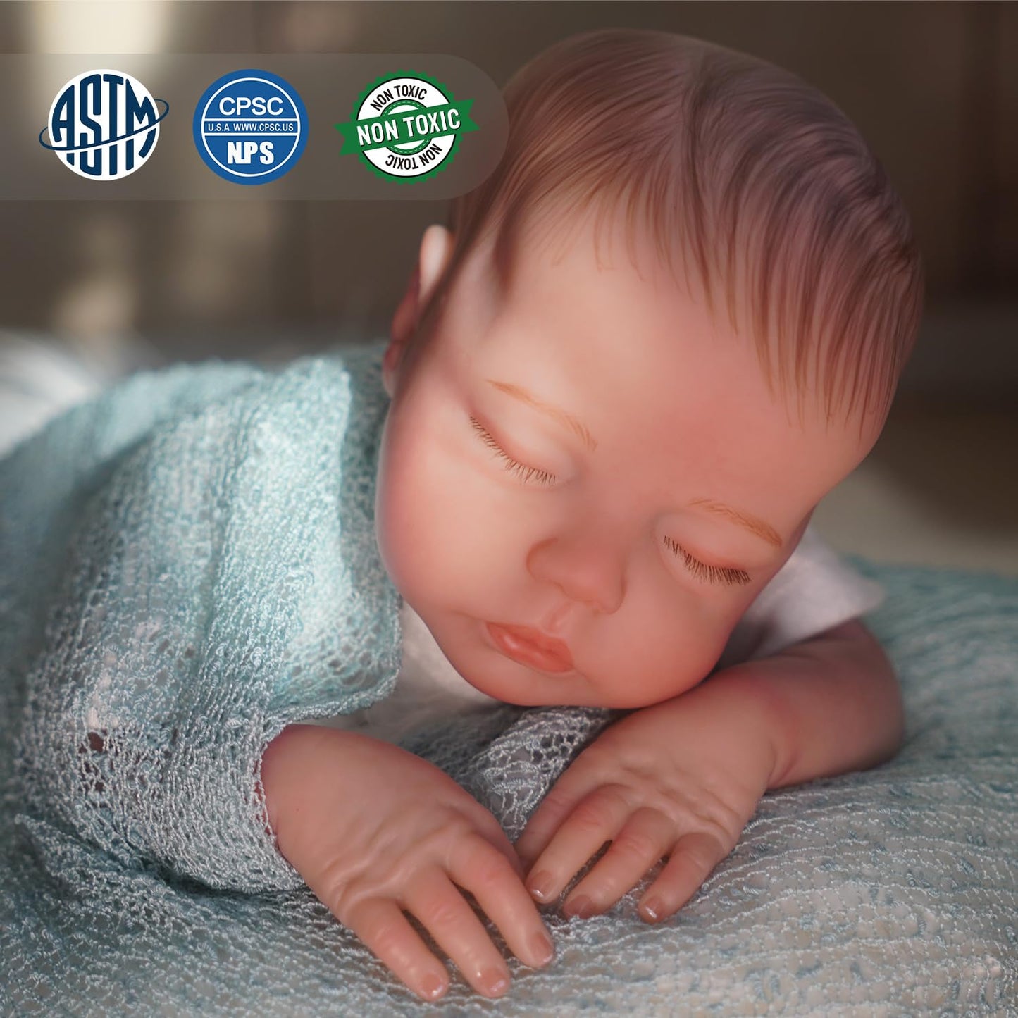 Ksbd Reborn Baby Dolls Delilah With Realistic Veins, 18 Inch Sleeping Newborn Baby Girl Doll, Lifelike Vinyl Silicone Reborn Doll With Weighted Cloth Body, Advanced Painted Gift Set For Kids Age 3+