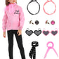 1950S Pink Satin Jacket Grease Costume Ladies Girls Halloween Costumes Kids 50S Cosplay With 10Pcs Accessories Polka Dot Neck Sc