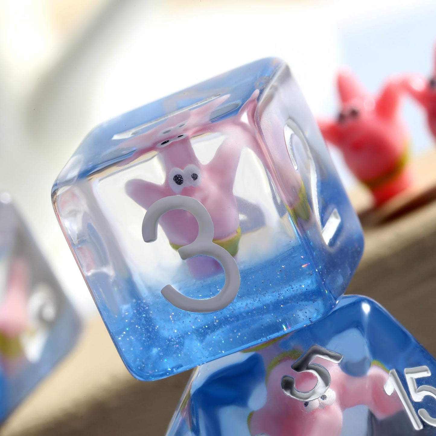 Patrick Star Resin DND Dice Set,DNDND 7PCS Dungeons and Dragons Dice with Velvet Bag for D&D Role Playing Games and Tabletop Gam