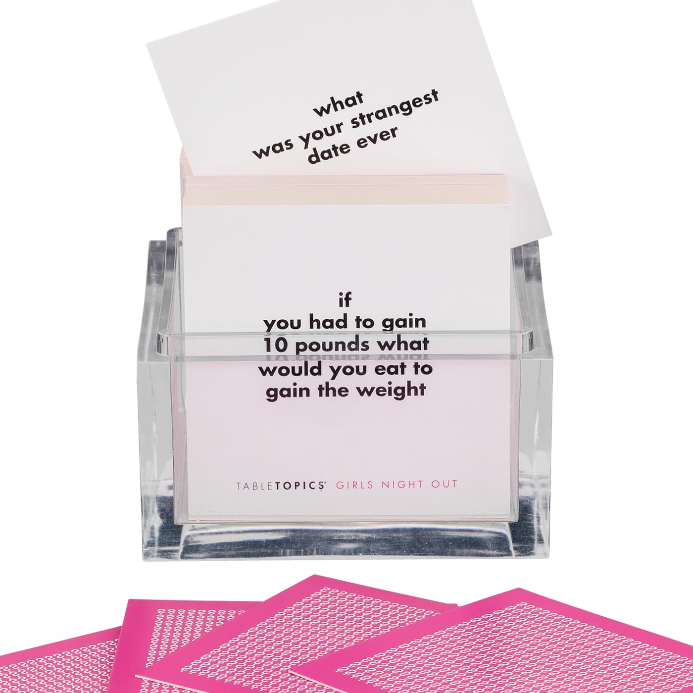 TableTopics Girls Night Out Game - 135 Conversation Cards, Pink, Cardstock, Model TT-0105-A, Perfect for Bachelorette Parties