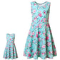 Matching Girl & Doll Dresses Floral Summer Clothes For Big Girls Kids Green