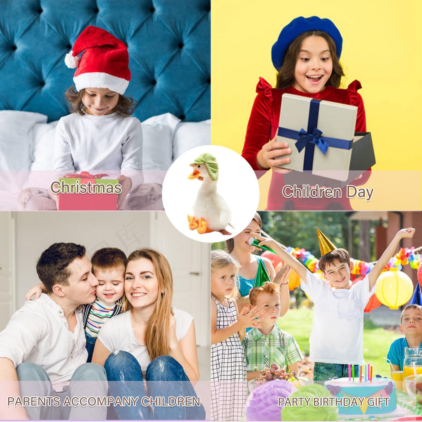 Chelei2019 13.8'' Goose Plush Funny White Goose Stuffed Animal Toy Soft Doll Kids Gift(Hat)