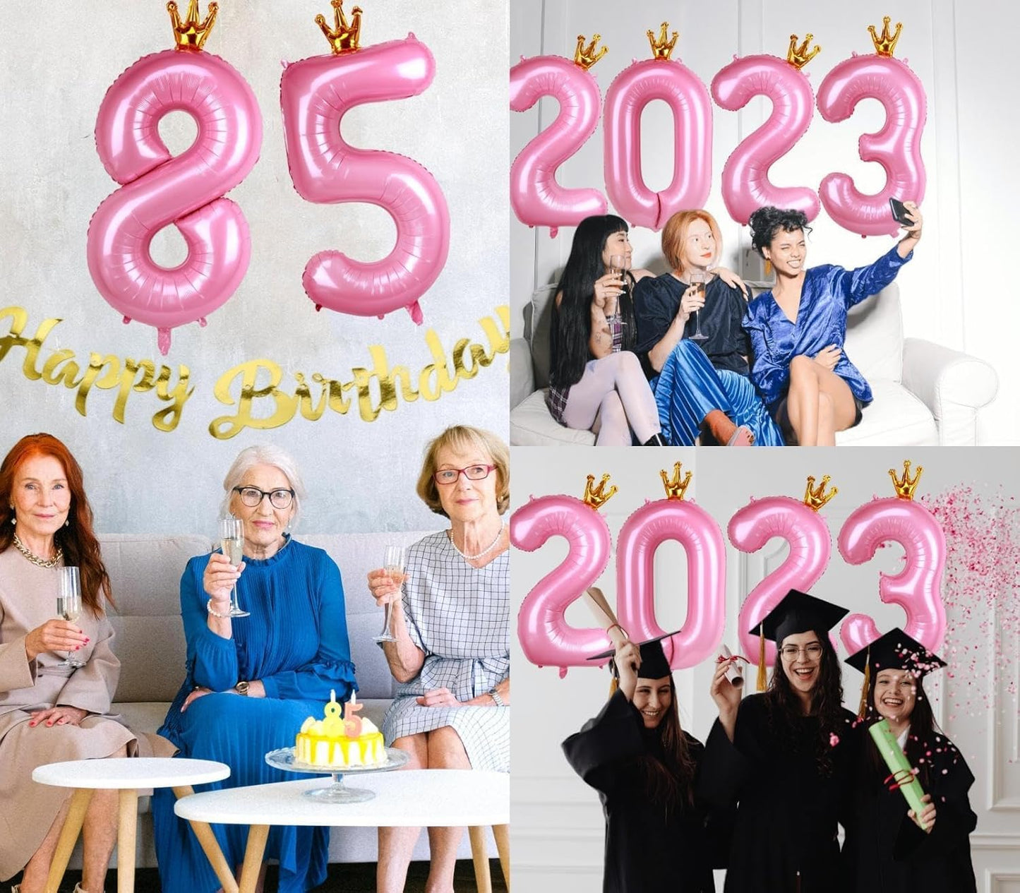 40 Inch Crown Pink Number 0 Balloon, Big Conjoined Baby Pink Foil Mylar Helium Digit 0 Balloon For Girl Birthday Party Decoratio