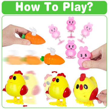 Mgparty 12 Pack Easter Wind Up Toys Easter Party Favor Bunny Toys Easter Basket Stuffer Pinata Toys Goodie Bags Easter Gifts For Kids